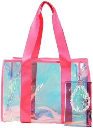 Women Clear Jelly Tote Bag 2 in 1 Design Transparent Crossbody PVC Beach Bag for Beach Stadium Concert