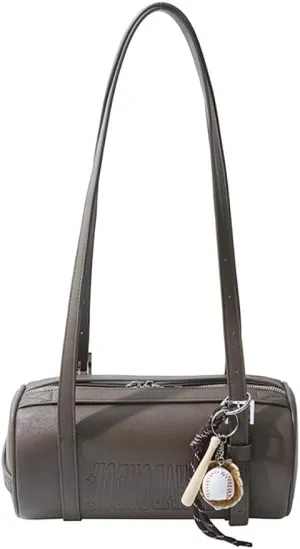 Women Female Cylinder Shaped Bag, PU Leather Pillow Shoulder Purse, Novelty Casual Fashin Circular Underarm Handbag Satchel