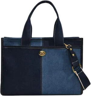 Women Retro Crossbody Bag Large Capacity Denim Casual Tote Handbag Adjustable Strap Simple Sling Bag Ladies Outdoor