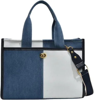 Women Retro Crossbody Bag Large Capacity Denim Casual Tote Handbag Adjustable Strap Simple Sling Bag Ladies Outdoor