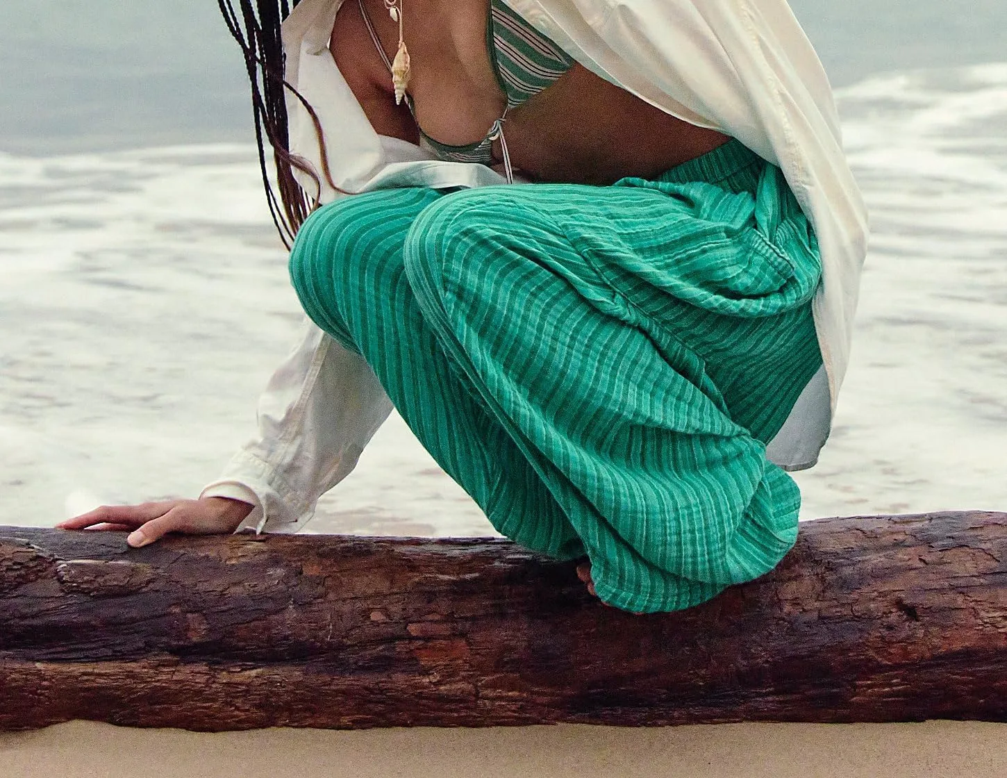 Women Summer Striped Harem Pants Casual Baggy Wide Leg Tapered Trousers Drawstring Waist Palazzo Pants with Pockets
