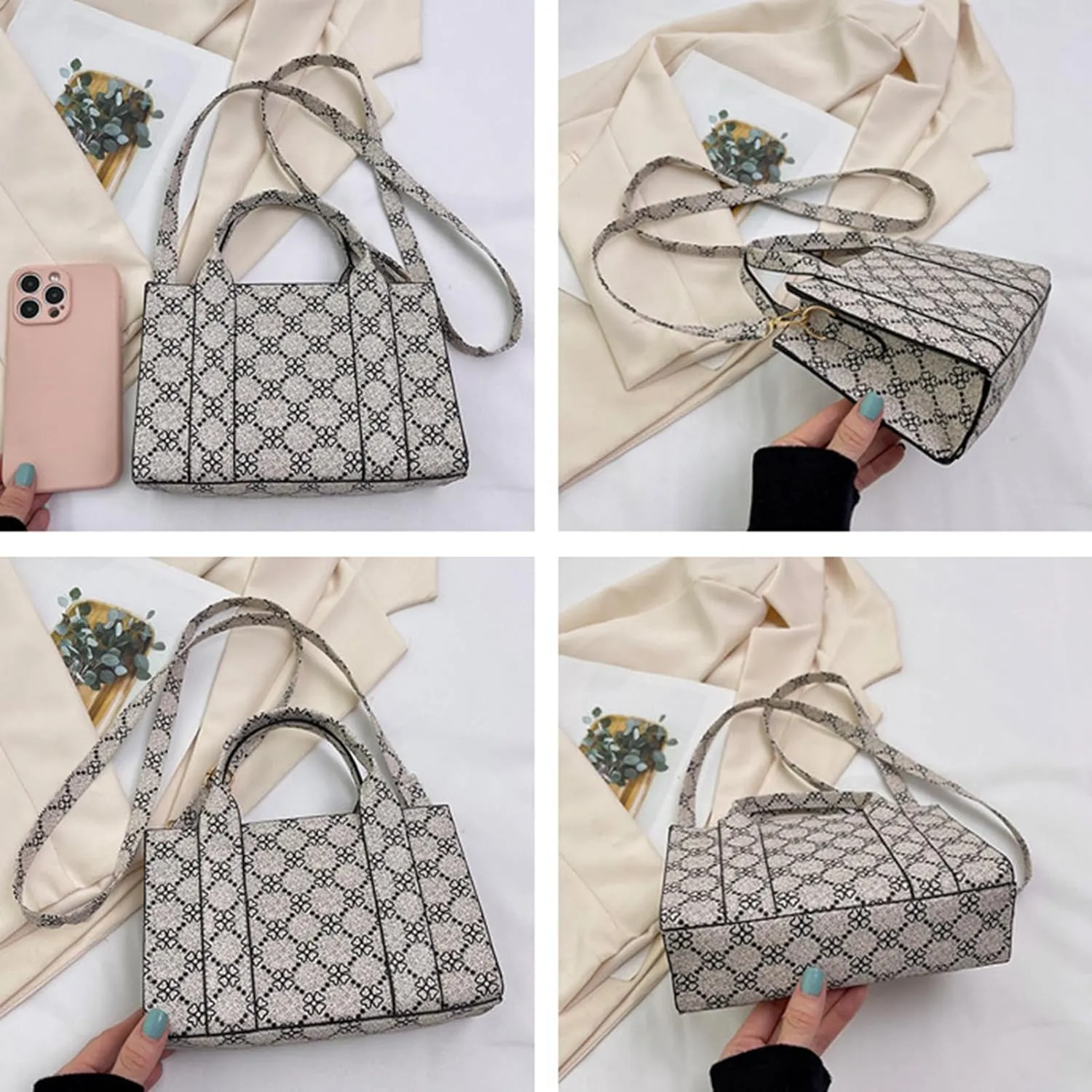 Women Tote Bag Handbags PU Leather Hobo Bag Shoulder Bags Top Handle Satchel Bag with Adjustable Shoulder Strap (Gray)