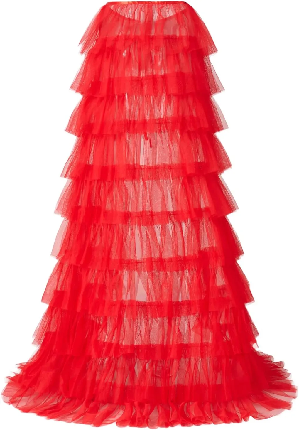 Women Tulle Tutu Long Skirts Wedding Party Cocktail Prom Bandage Mesh Overskirt Ruffled Steampunk Tie-on Bustle Skirt