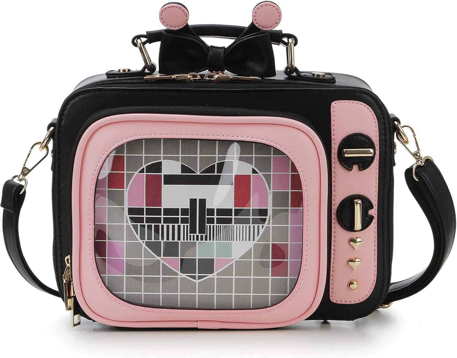 Women TV Shape Ita Bag Pink Television Shoulder Bag Design Ita Backpack Unique female Clear Window Anime Pins Display Crossbody Bag