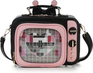 Women TV Shape Ita Bag Pink Television Shoulder Bag Design Ita Backpack Unique female Clear Window Anime Pins Display Crossbody Bag