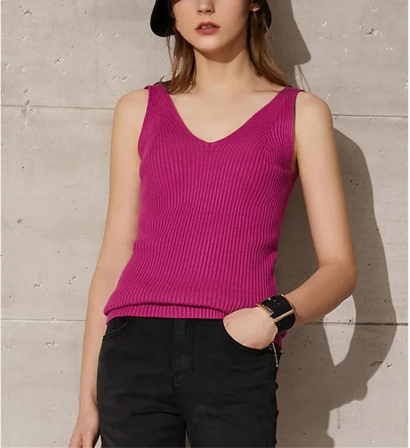 Women's Camisole Tops Office Lady Solid V-Neck Sexy Slim Vest