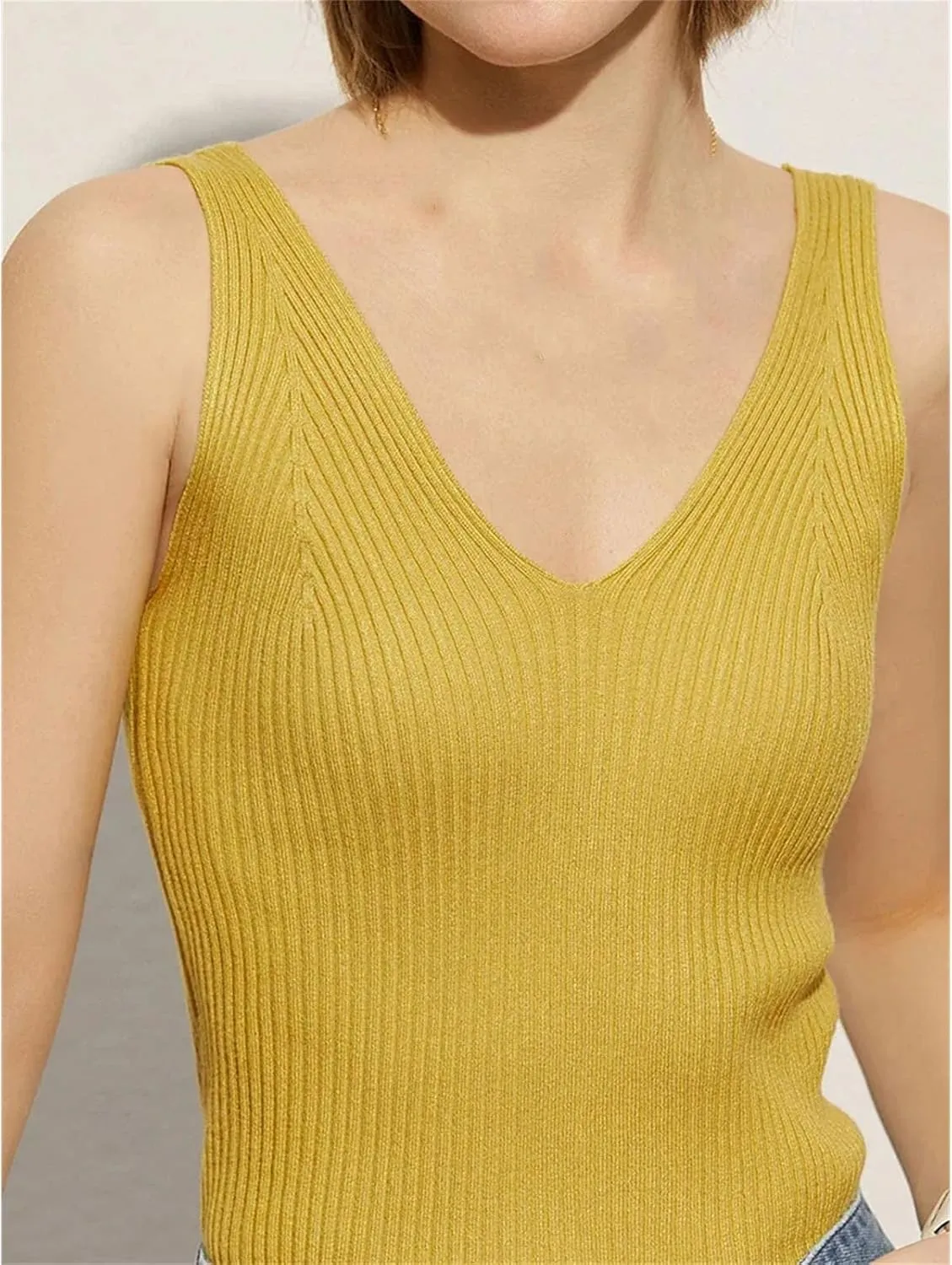 Women's Camisole Tops Office Lady Solid V-Neck Sexy Slim Vest
