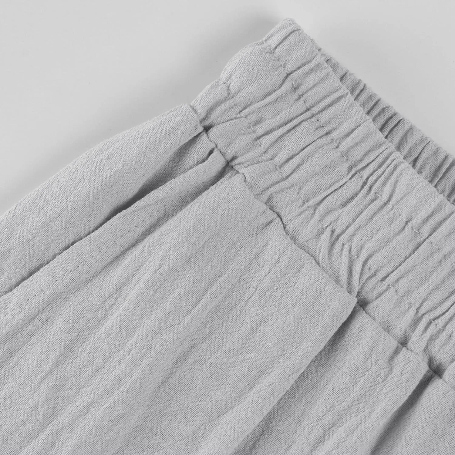 Womens Cotton Linen Pants Drawstring High Waisted Ankle Cropped Pants Summer 7/8 Straight Leg Trousers with Pockets