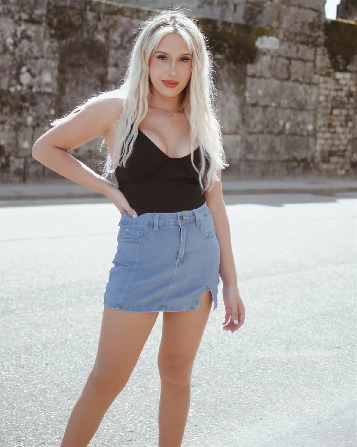 Womens Denim Mini Trendy High Waisted Jean Skirts, High Waisted Pull On Stretchy Denim Wrap Skirt with Shorts