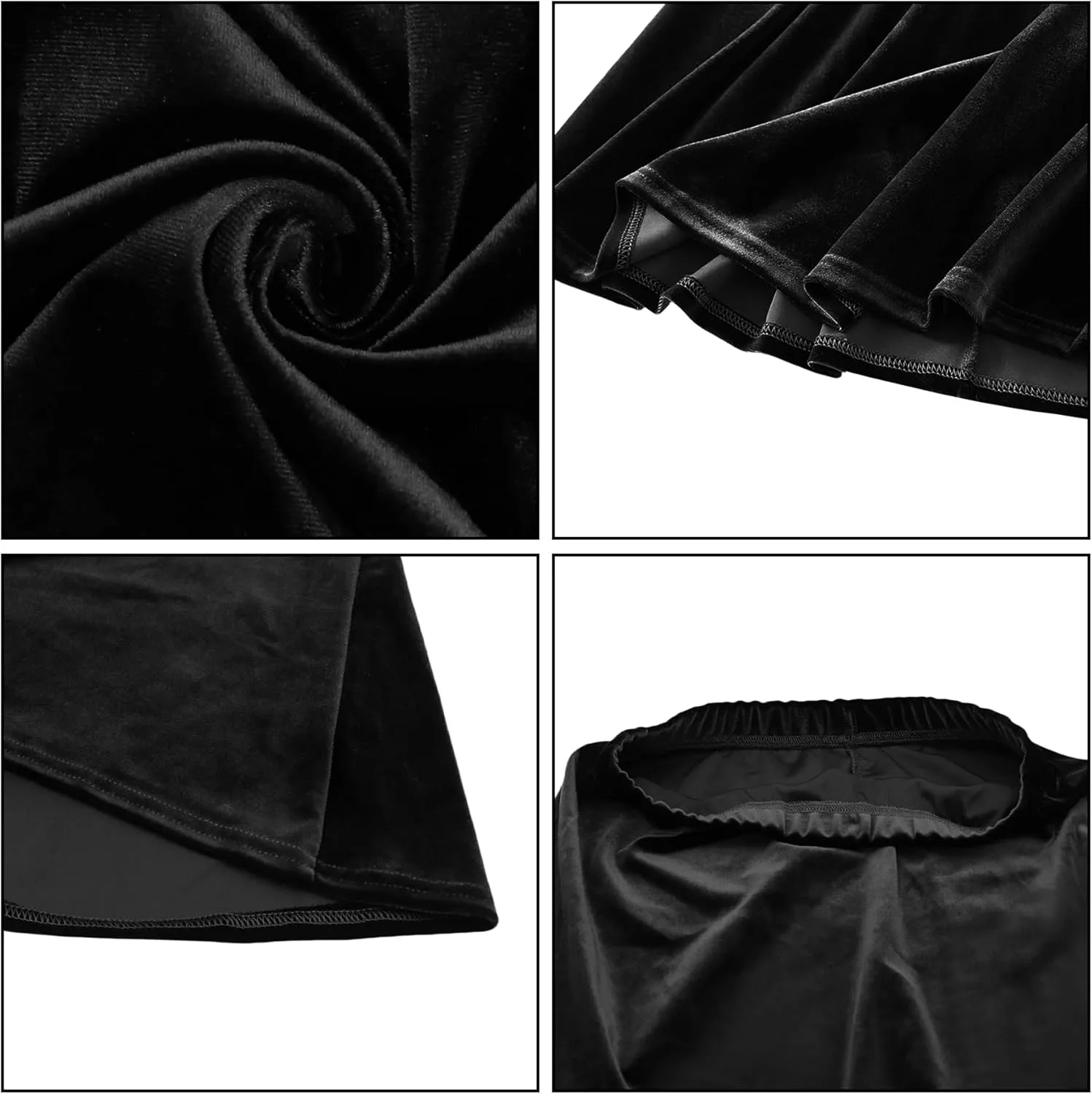 Women's Fall Winter Elastic High Waist Velvet Midi Long Pleated Mermaid Flowy Swing Ruffled A-line Maxi Skirt