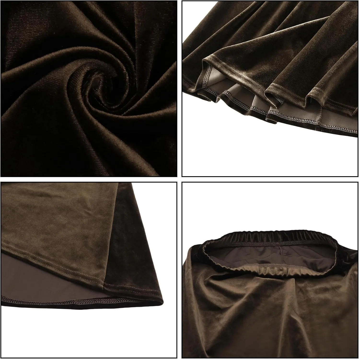 Women's Fall Winter Elastic High Waist Velvet Midi Long Pleated Mermaid Flowy Swing Ruffled A-line Maxi Skirt
