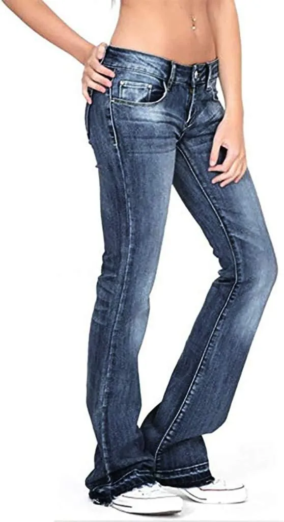 Women's Flare Jeans High Waisted Wide Leg Bell Bottom Denim Pants Butt Lift Retro Bootcut Stretch Trouser with Pockets