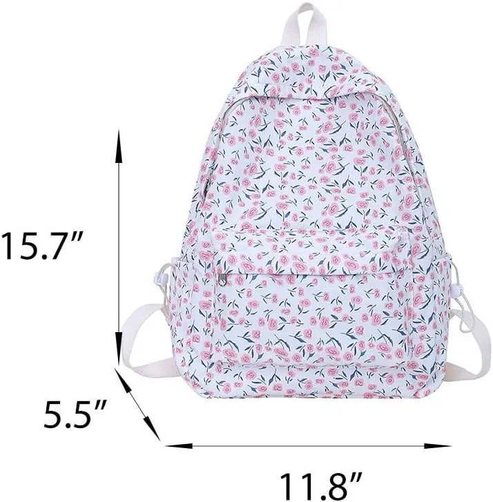 Womens Floral Backpack Coquette Aesthetic Laptop Backpack Cute Back to College Supplies Casual Daypack (Floral)