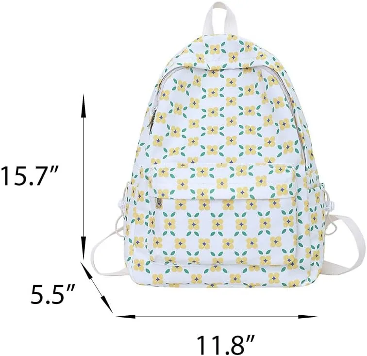 Womens Floral Backpack Coquette Aesthetic Laptop Backpack Cute Back to College Supplies Casual Daypack (Yellow)