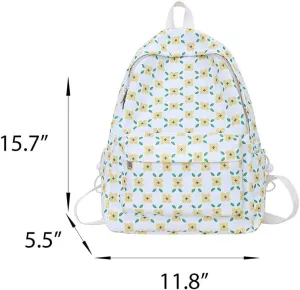 Womens Floral Backpack Coquette Aesthetic Laptop Backpack Cute Back to College Supplies Casual Daypack (Yellow)
