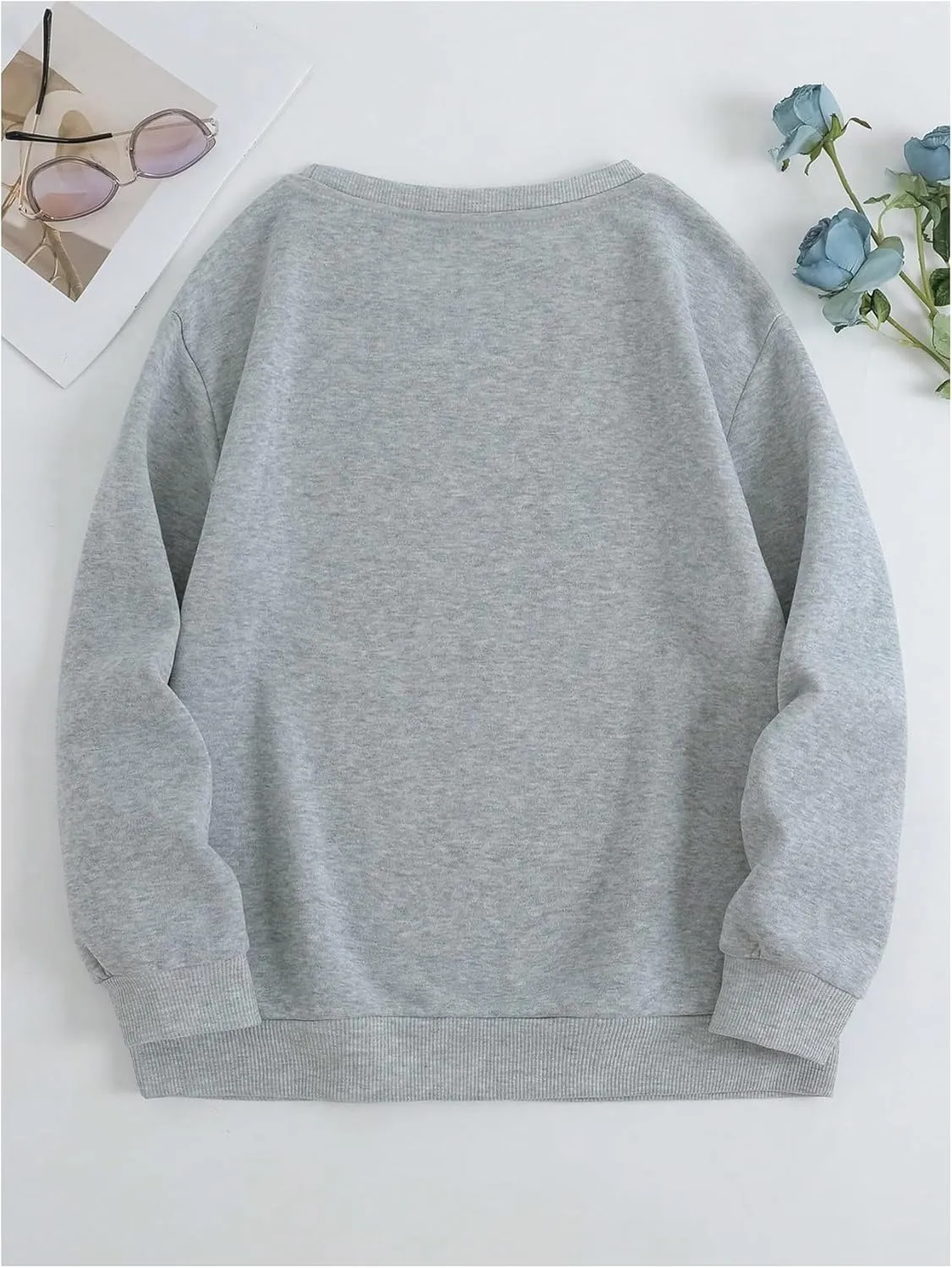 Women's Letter Graphic Crewneck Sweatshirts Long Sleeve Drop Shoulder Pullover Tops