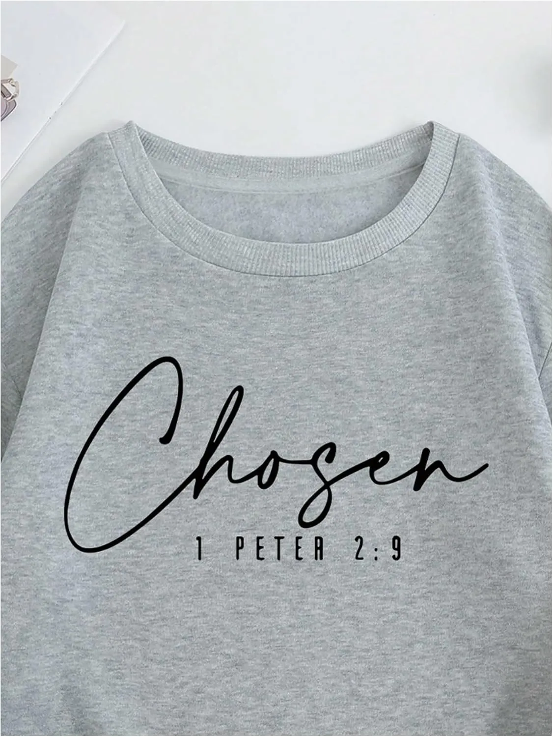 Women's Letter Graphic Crewneck Sweatshirts Long Sleeve Drop Shoulder Pullover Tops