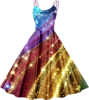 Women's Mardi Gras Dress Color Block Swing Maxi Dress Homecoming Dresses Holiday Carnival Formal Evening Dresses