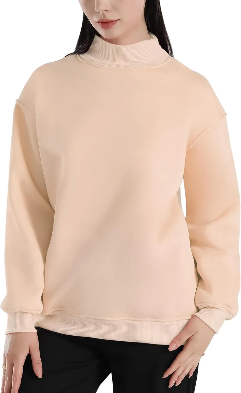 Womens Oversized Crew Neck Sweatshirt Turtleneck Pullover Long Sleeve Cute Hoodies Winter Clothes For Women Tops