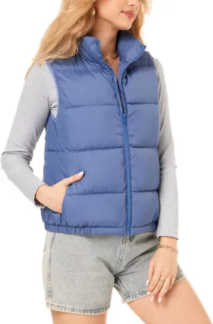 Women's Puffer Vest - Lightweight, Water Repellent, 4 Pockets, for Fall & Winter