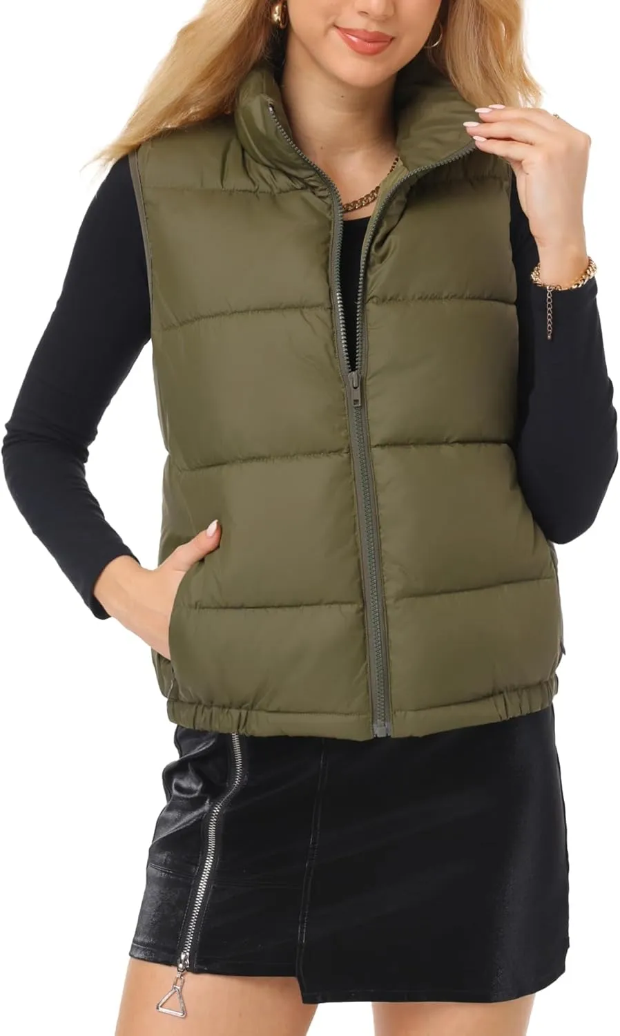 Women's Puffer Vest - Lightweight, Water Repellent, 4 Pockets, for Fall & Winter