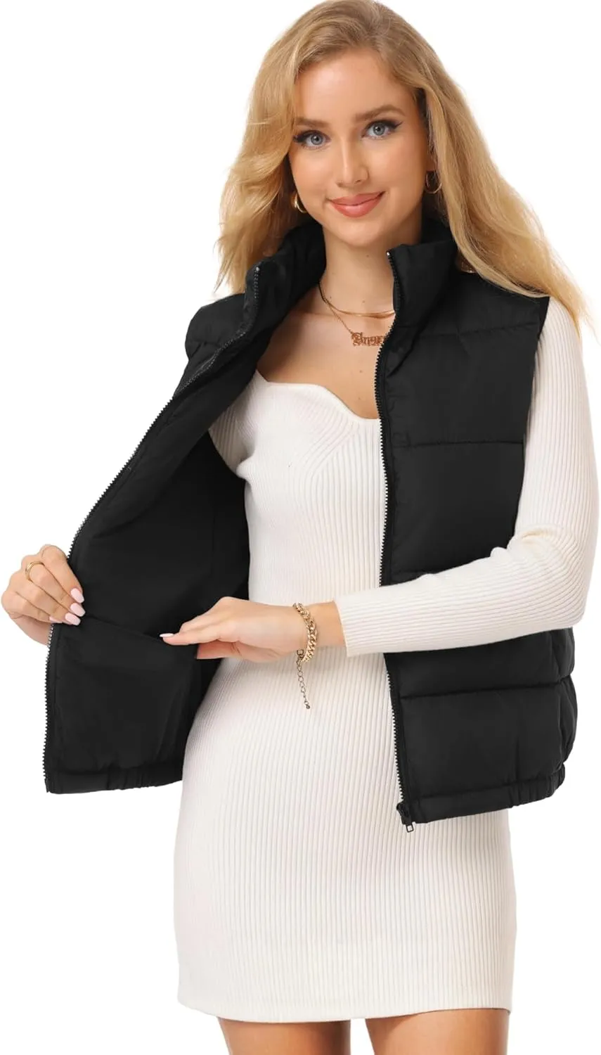 Women's Puffer Vest - Lightweight, Water Repellent, 4 Pockets, for Fall & Winter