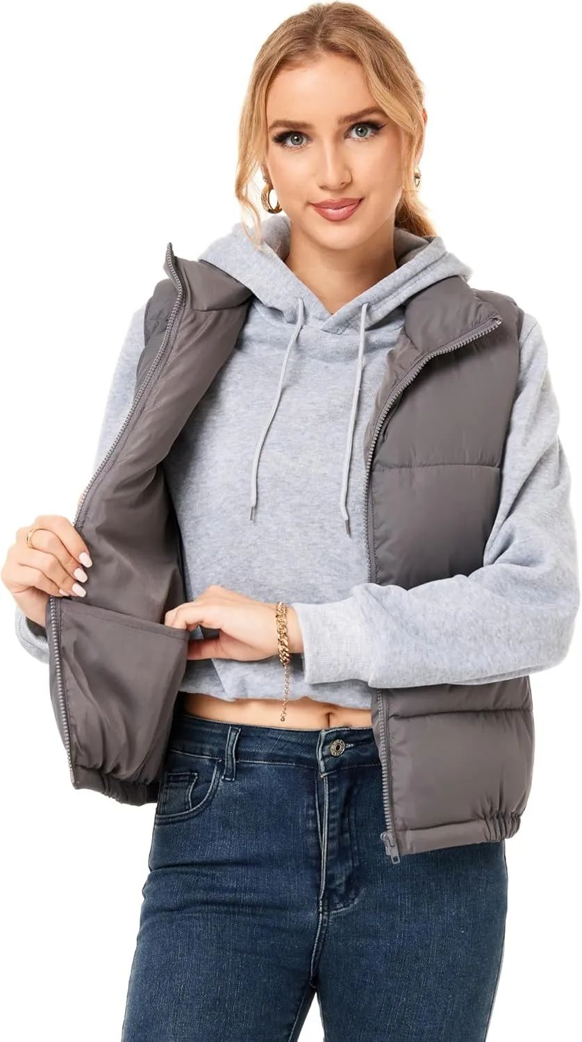 Women's Puffer Vest - Lightweight, Water Repellent, 4 Pockets, for Fall & Winter