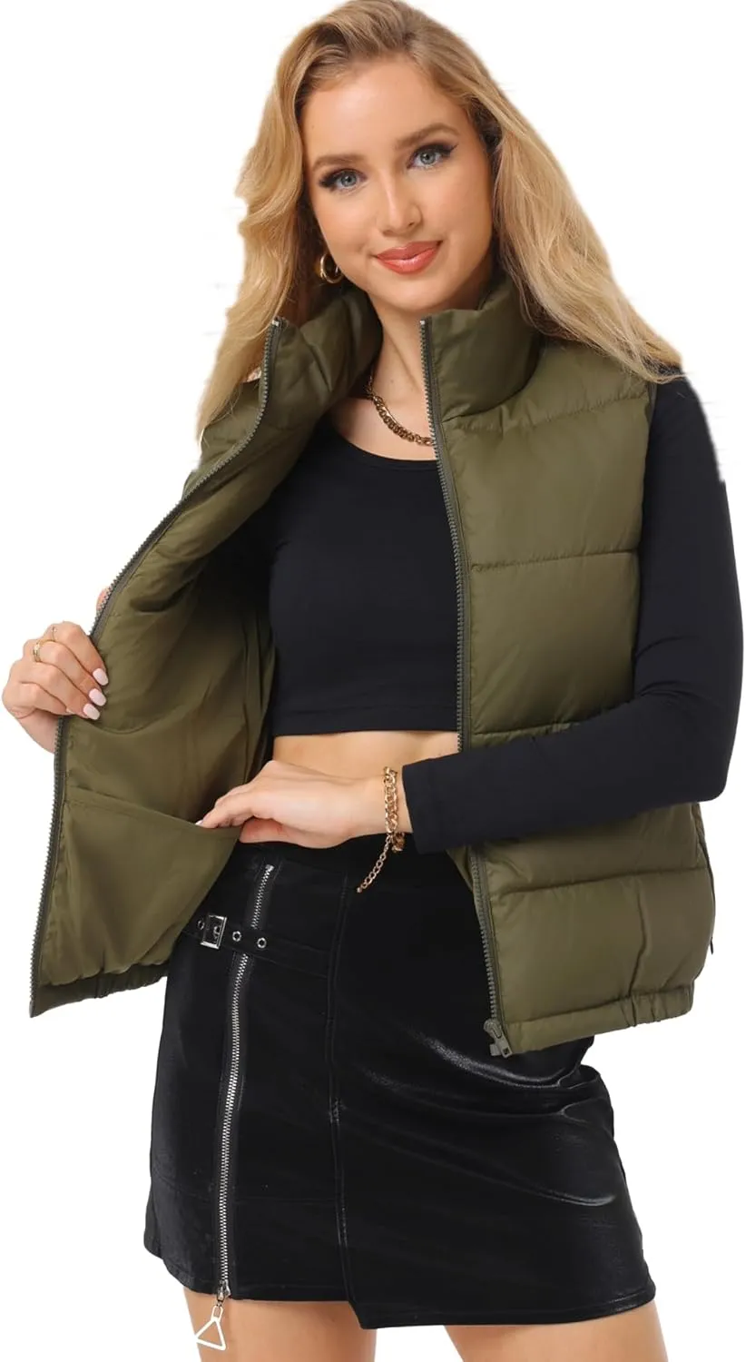 Women's Puffer Vest - Lightweight, Water Repellent, 4 Pockets, for Fall & Winter