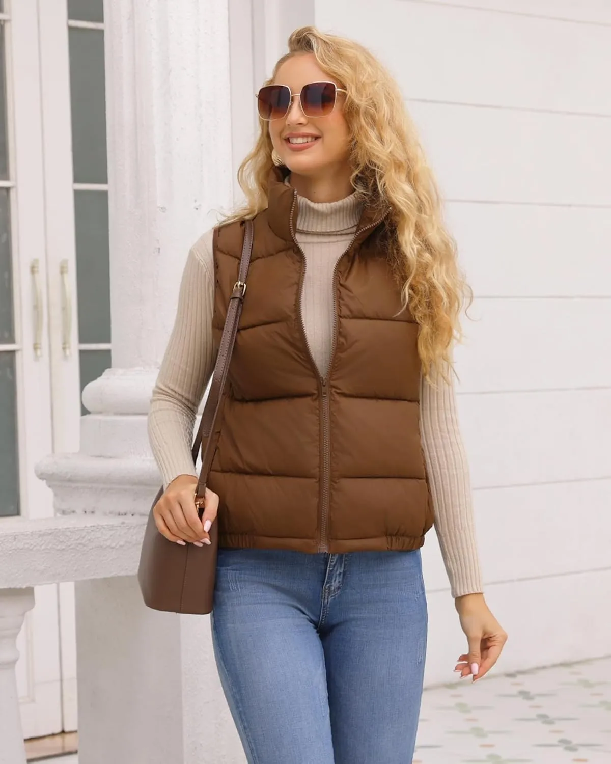 Women's Puffer Vest - Lightweight, Water Repellent, 4 Pockets, for Fall & Winter