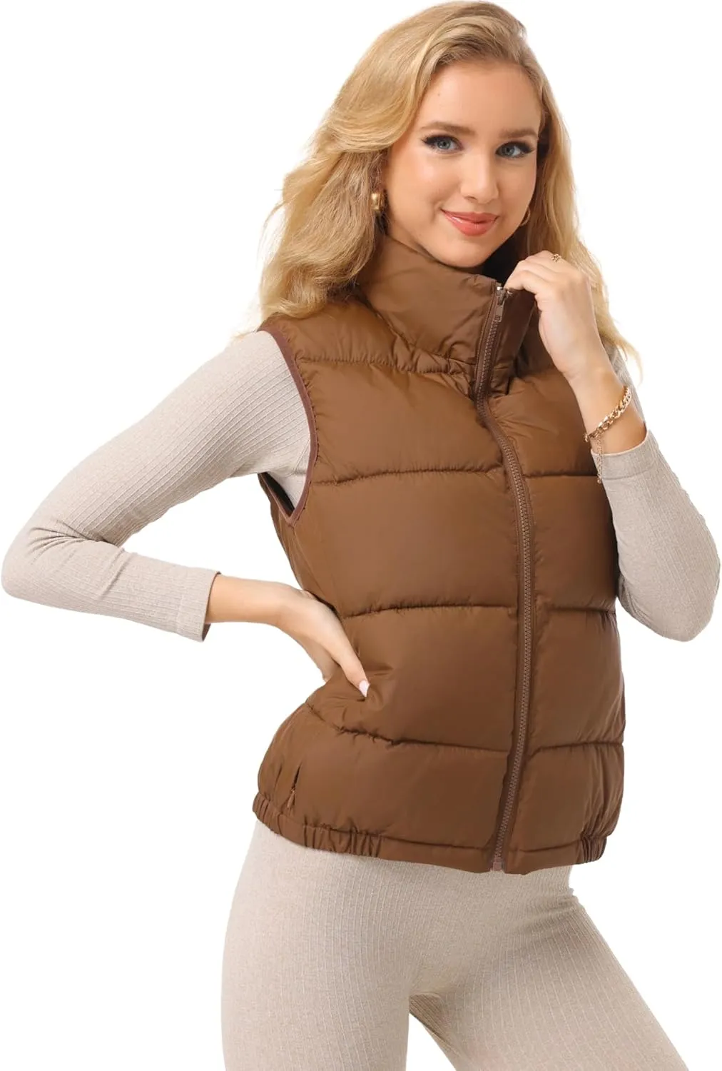 Women's Puffer Vest - Lightweight, Water Repellent, 4 Pockets, for Fall & Winter