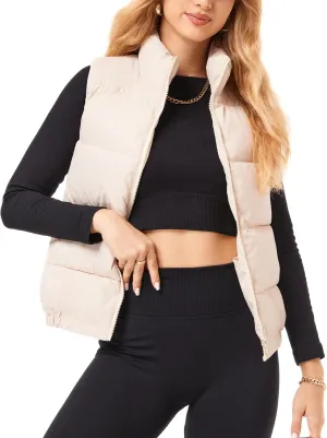 Women's Puffer Vest - Lightweight, Water Repellent, 4 Pockets, for Fall & Winter
