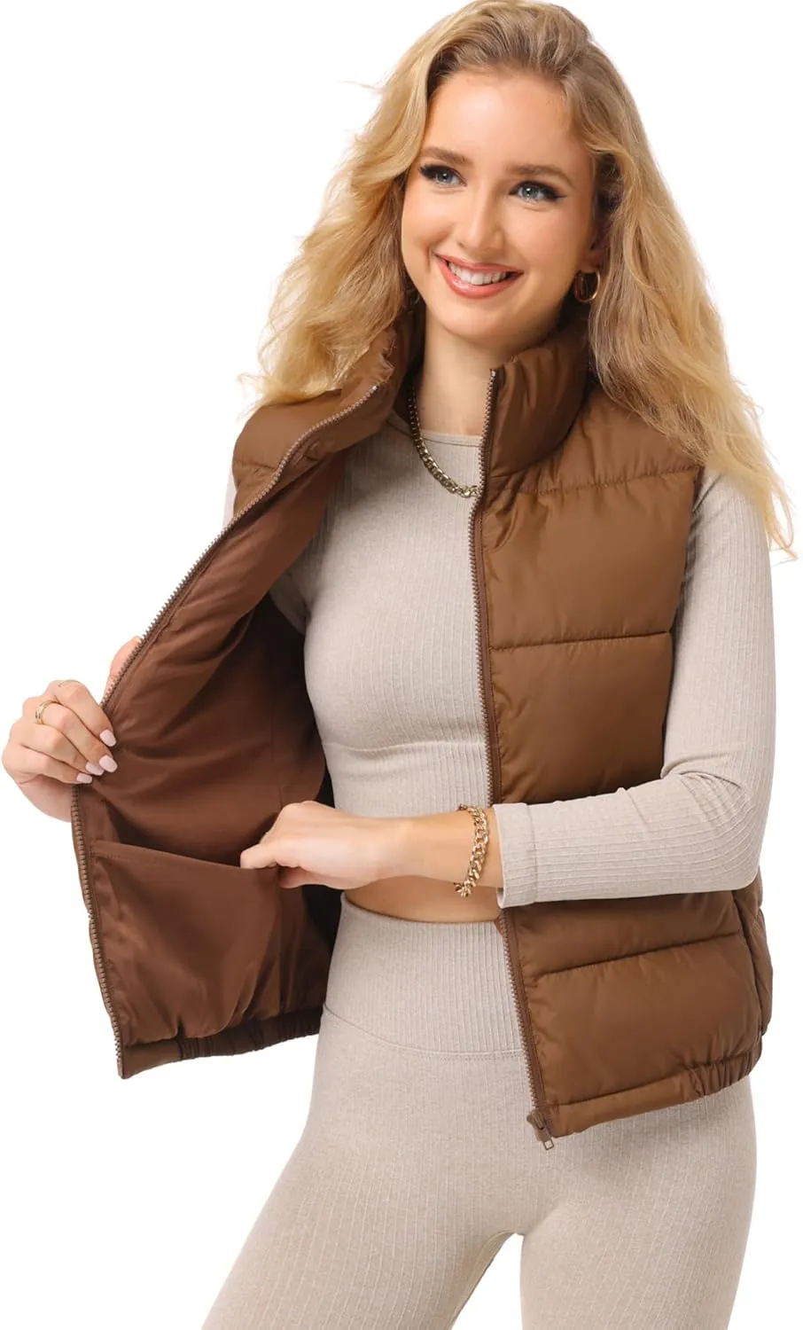Women's Puffer Vest - Lightweight, Water Repellent, 4 Pockets, for Fall & Winter
