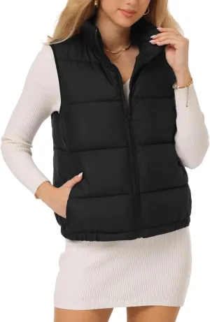 Women's Puffer Vest - Lightweight, Water Repellent, 4 Pockets, for Fall & Winter