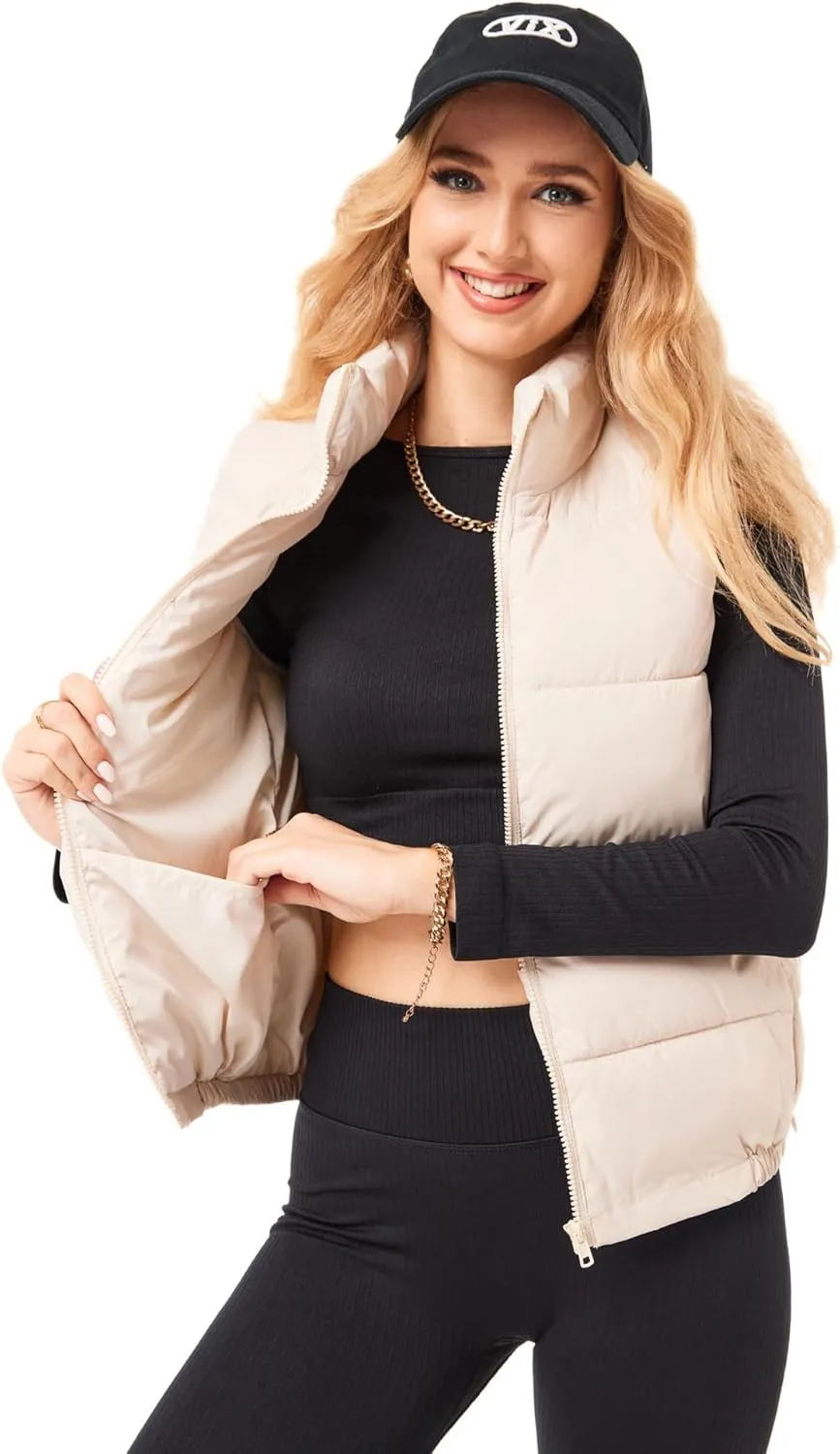 Women's Puffer Vest - Lightweight, Water Repellent, 4 Pockets, for Fall & Winter