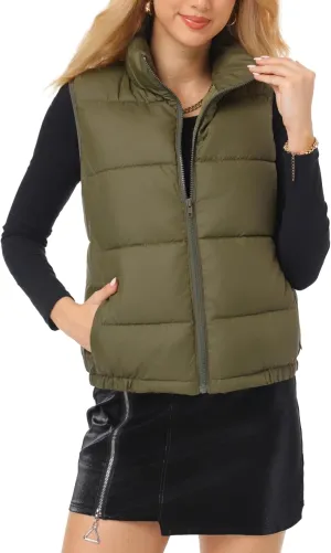 Women's Puffer Vest - Lightweight, Water Repellent, 4 Pockets, for Fall & Winter