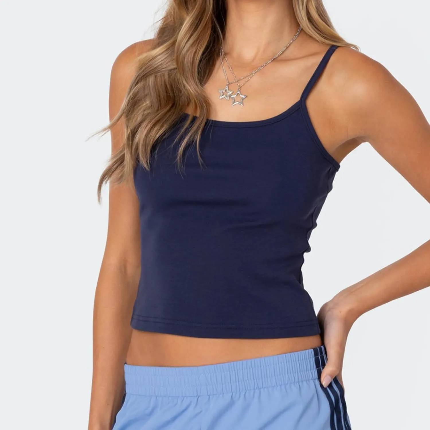 Women's Spaghetti Strap Tank Tops Sexy Sleeveless Backless Crop Camisole Summer Y2k Low Cut Solid Color Cami Vest