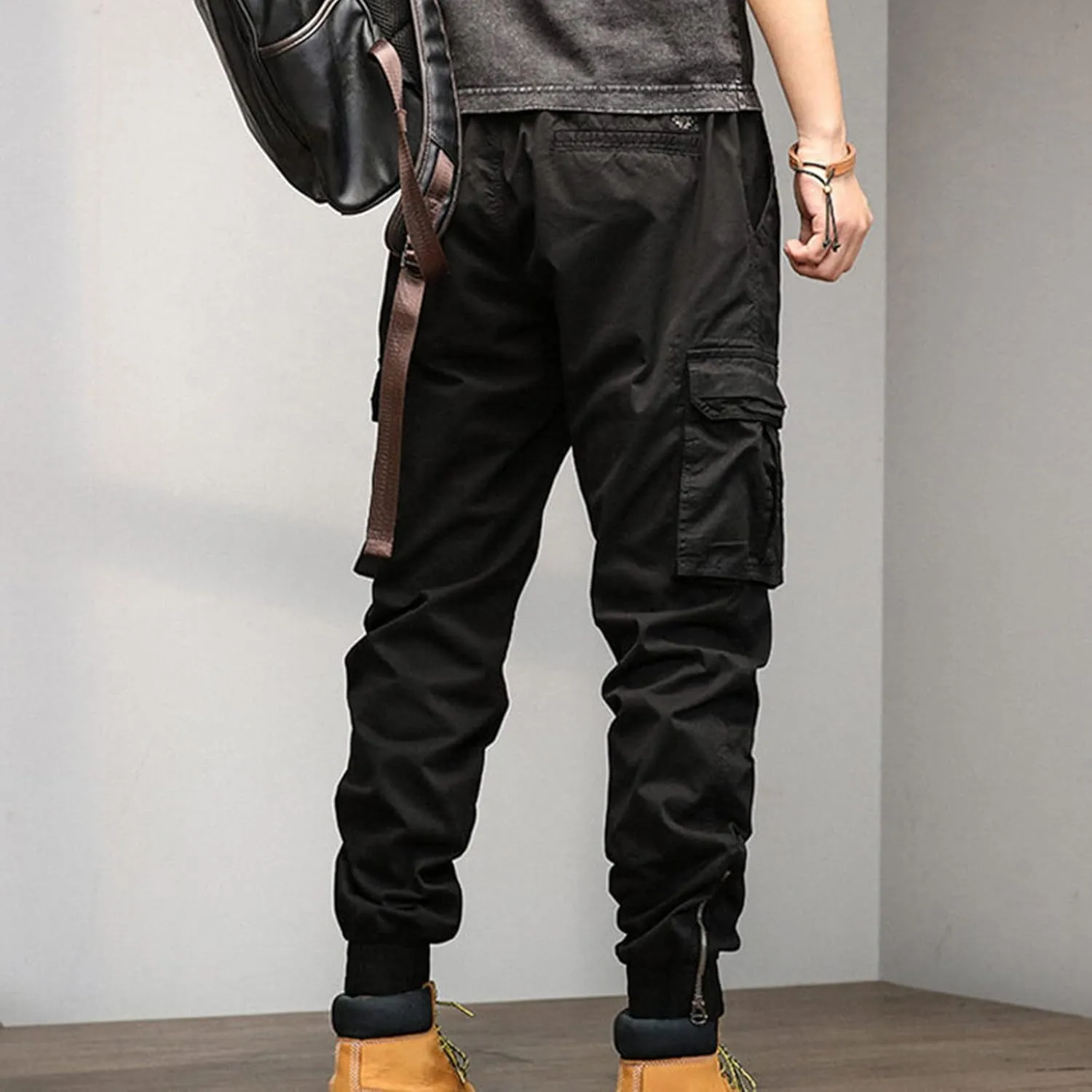 Work Pants for Men Mens Fashion Loose Cotton Plus Size Pocket Elastic Waist Pants Trousers Pantalones para Trabajar