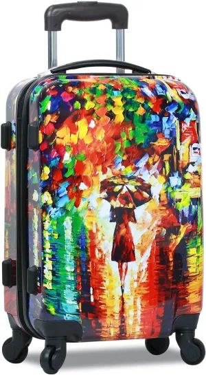 World Traveler 20 Carry-On Hardside Spinner Luggage Set, Paris Nights, 20 x 13 x 8.5 inches