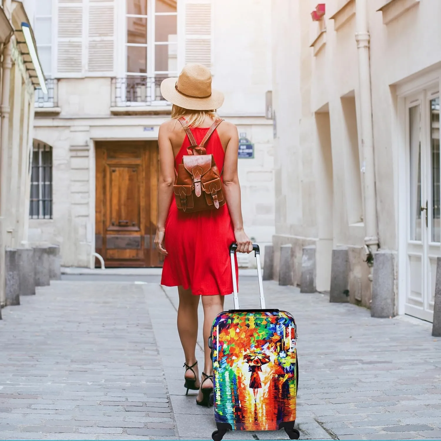 World Traveler VentureX Airline Approved Luggage  Lightweight Hardside Suitcase with Spinner Wheels, Paris Nights, 2-Piece Carry-On Set