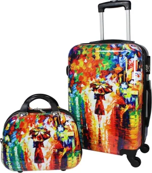 World Traveler VentureX Airline Approved Luggage  Lightweight Hardside Suitcase with Spinner Wheels, Paris Nights, 2-Piece Carry-On Set