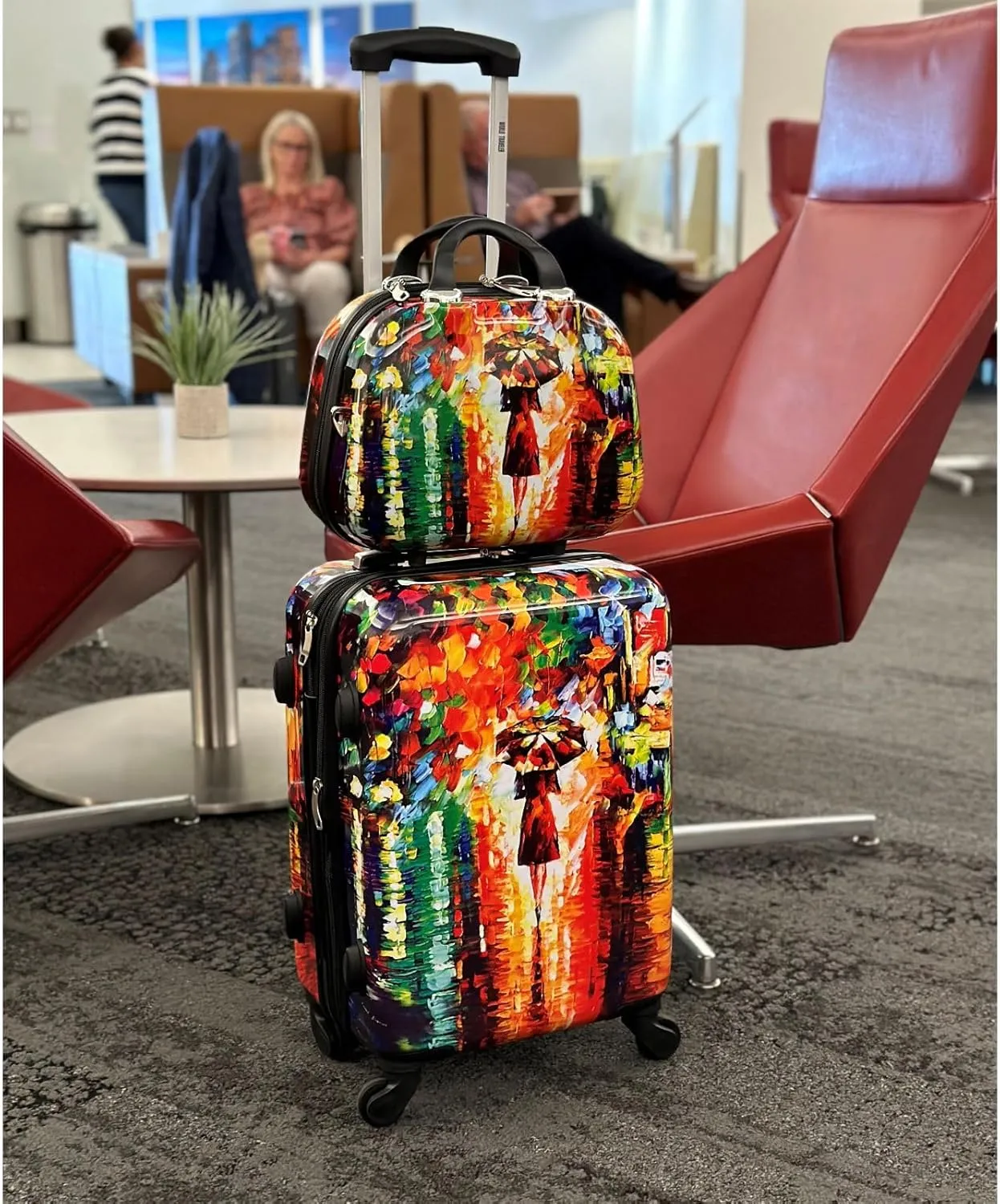 World Traveler VentureX Airline Approved Luggage  Lightweight Hardside Suitcase with Spinner Wheels, Paris Nights, 2-Piece Carry-On Set