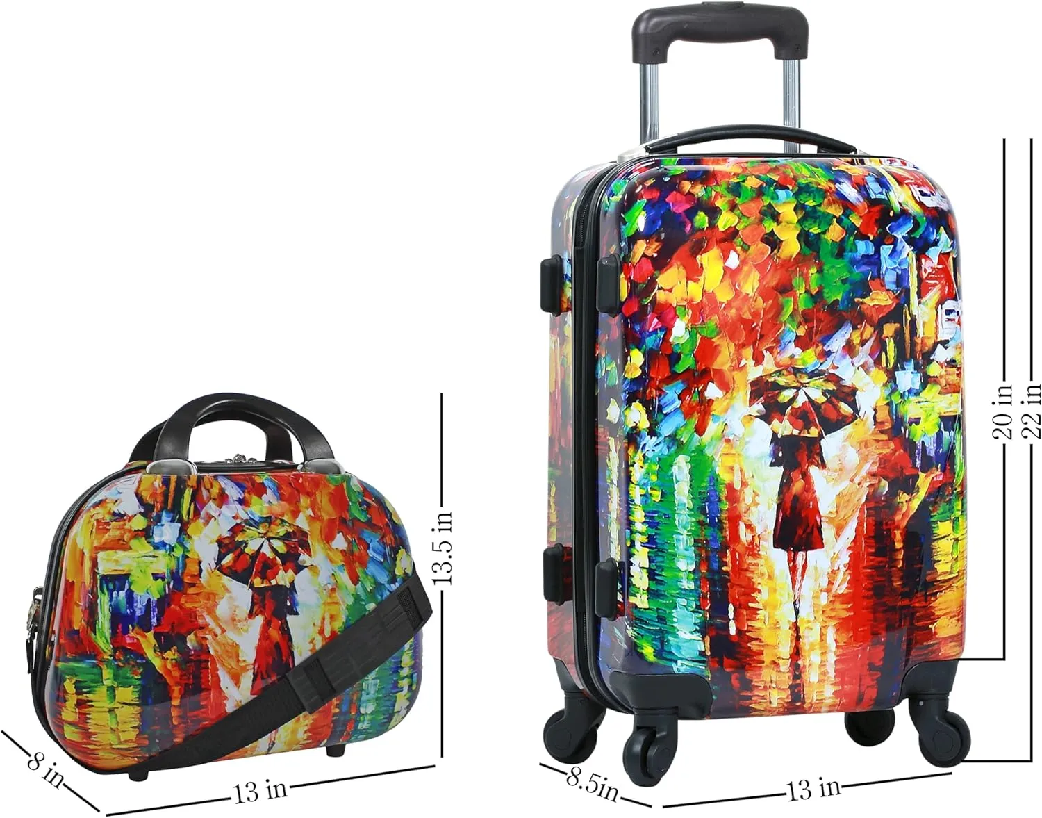 World Traveler VentureX Airline Approved Luggage  Lightweight Hardside Suitcase with Spinner Wheels, Paris Nights, 2-Piece Carry-On Set