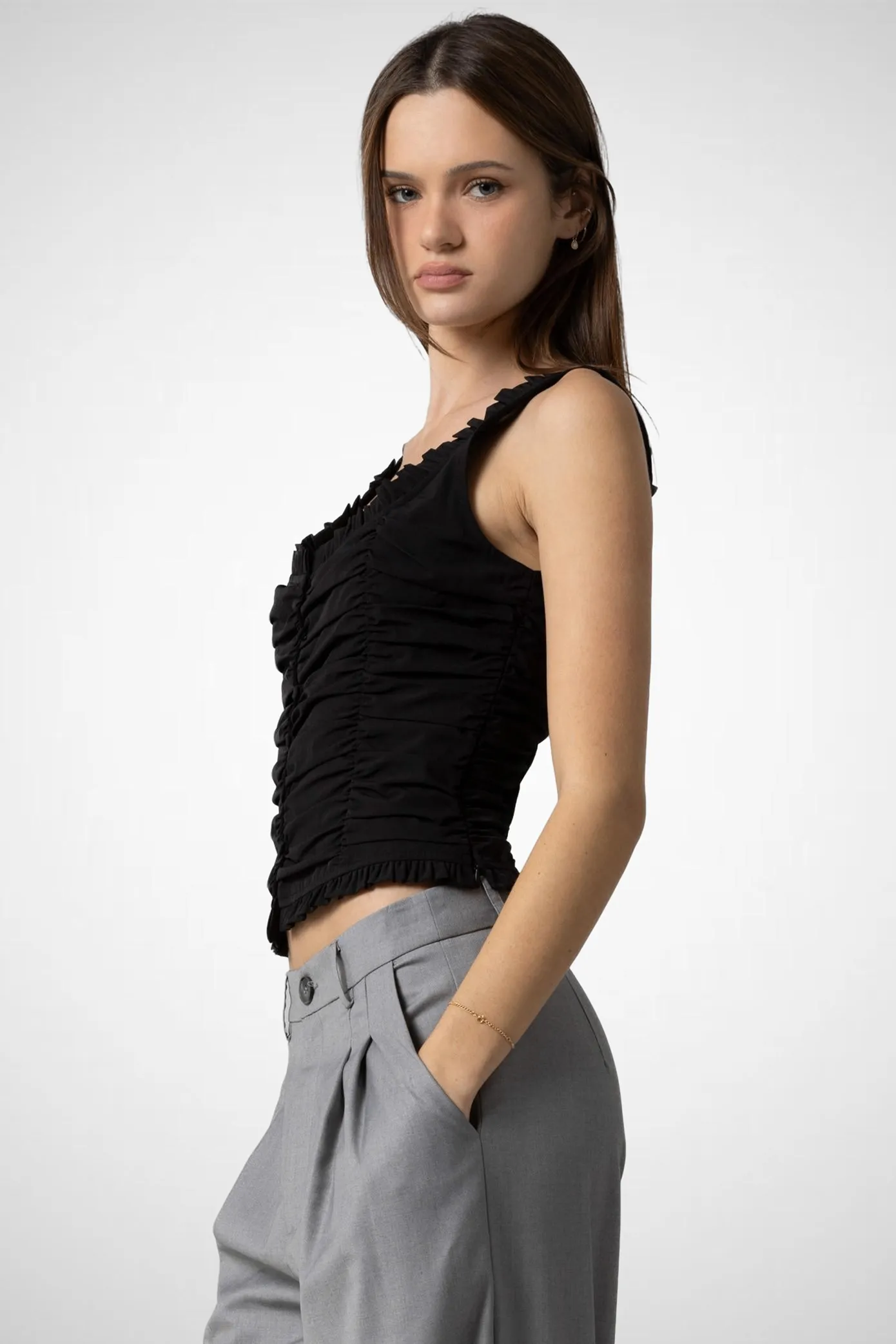 Woven Asymmetrical Hem Vest