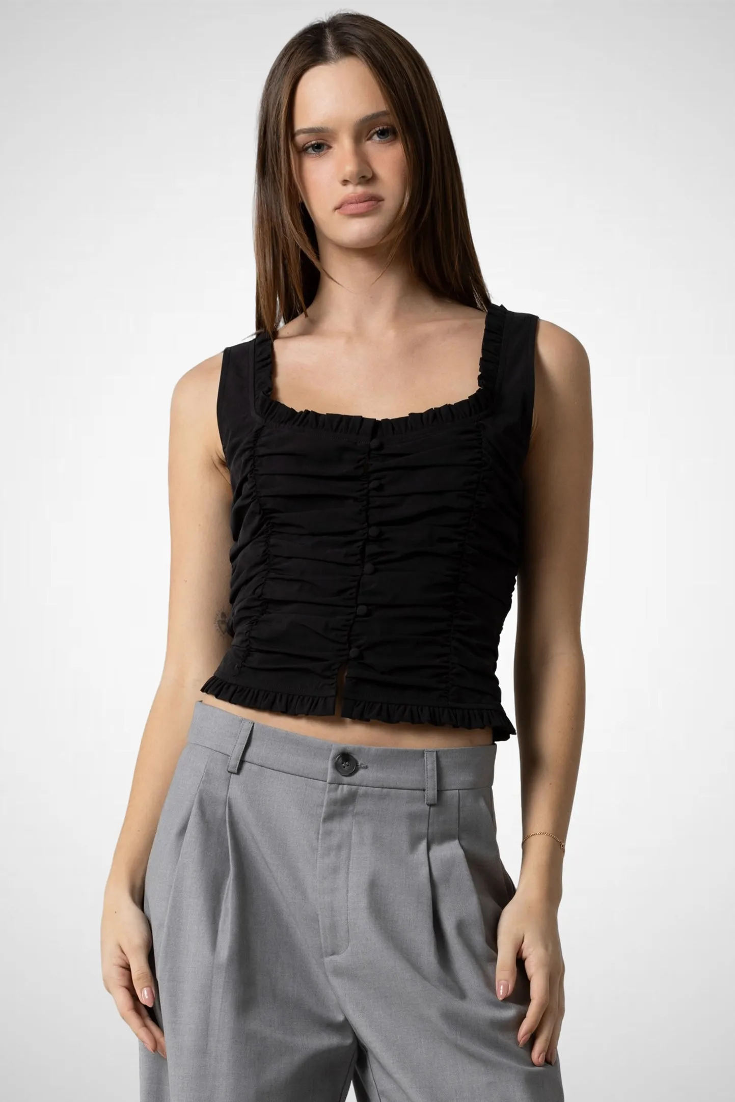 Woven Asymmetrical Hem Vest
