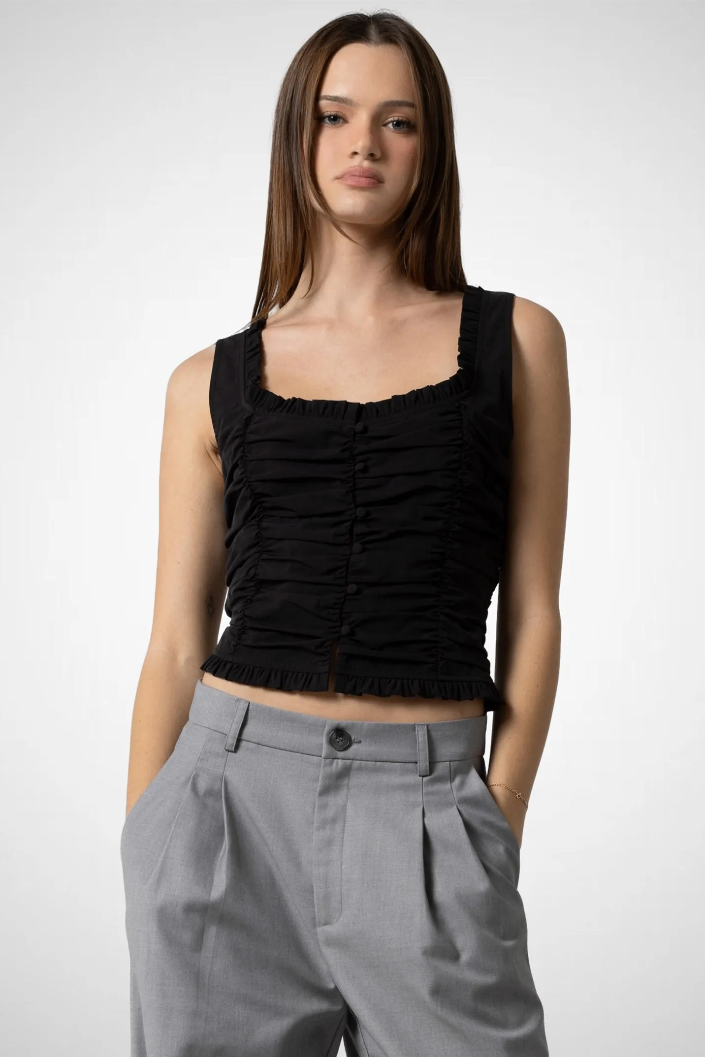 Woven Asymmetrical Hem Vest