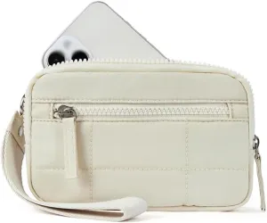 Wristlet Wallets For Women, wristlet, Iris Wallet, Waterproof Nylon Material Zippered Card Case (white)