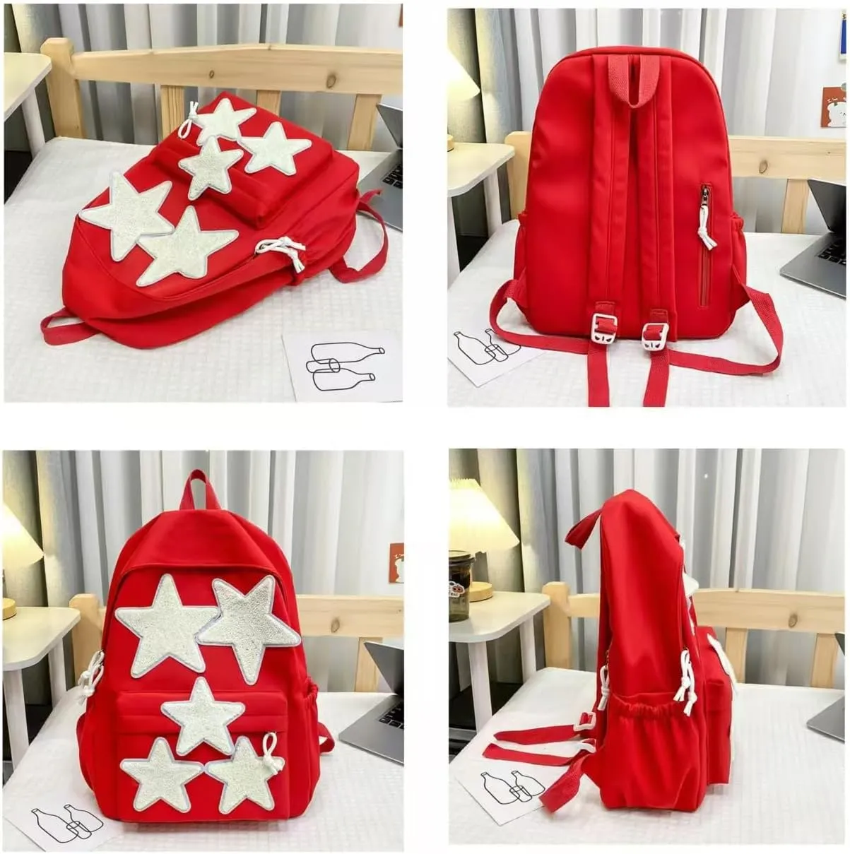 Y2K Aesthetic Backpack for Women Cute Star Laptop Backpack Trendy Waterproof College Bag Preppy Computer Daypack (Blue)