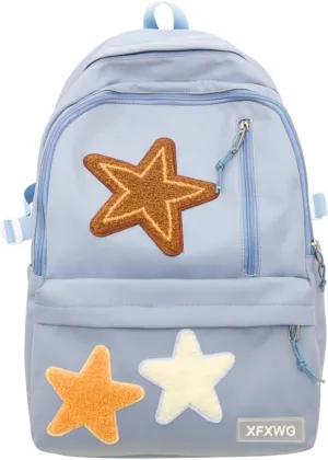 Y2k Backpack with Kawaii Pendant Aesthetic Star Backpack Cute Preppy Laptop Book Bag Back to College Supplie (Blue,One Size)