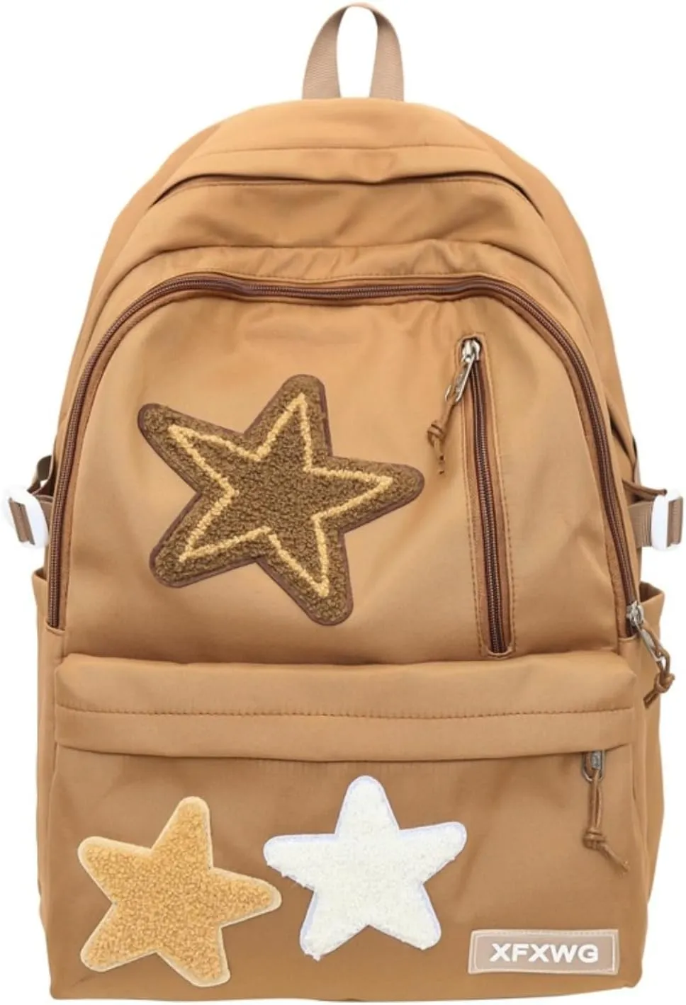 Y2k Backpack with Kawaii Pendant Aesthetic Star Backpack Cute Preppy Laptop Book Bag Back to College Supplie (Caramel,One Size)