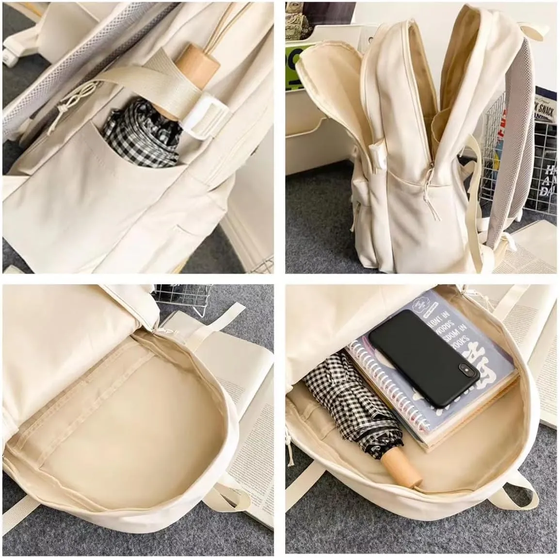 Y2k Backpack with Kawaii Pendant Aesthetic Star Backpack Cute Preppy Laptop Book Bag Back to College Supplie (Caramel,One Size)